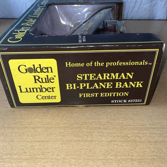 1932 Stearman Bi-Plane Bank First‎ Edition Golden Rule Lumber 1995 NIB Liberty - Picture 2 of 4